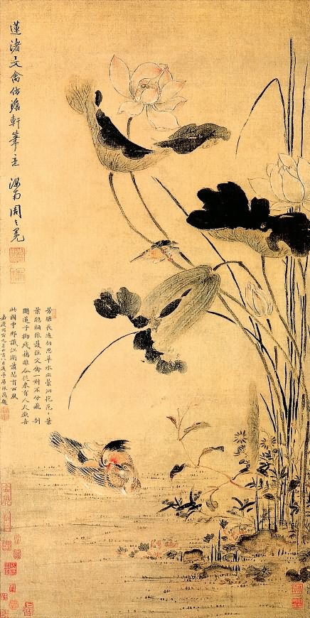 莲渚文禽图赏析_中国花鸟画赏析_灵感家，让你我不再迷茫